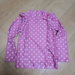 ピンクの水玉ラッシュガード 110cm