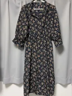 Gleeful 小花柄 開襟ワンピース オープンカラーシャツワンピース