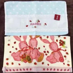 PINK HOUSE ピンクハウス ハンドタオル2枚セット ウサギ イチゴ柄のサムネイル