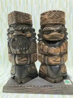 木彫り人形 置物 ペア