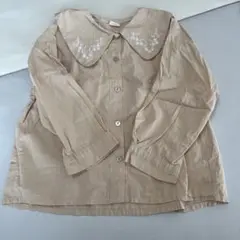 oatmeal　ベージュ 刺繍付き長袖シャツ