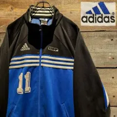 90s　old adidas　VINTAGE　トラックジャケット　刺繍ロゴ　黒