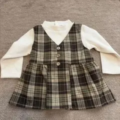 petit main チェック柄ワンピース風トップス