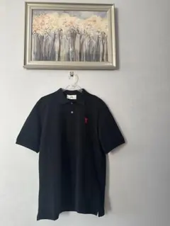 AmiParisアミパリス ポロシャツ 半袖Tシャツ 男女ブラックLサイズ