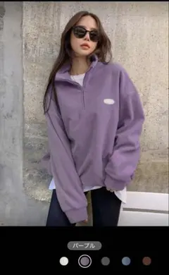 SHEINパープル ハーフジップ フリースジャケット M