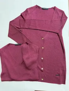 【美品】アクアスキュータム、サマーニット、2点セット、赤、カーディガン&半袖、M