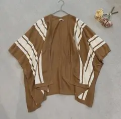 エシーム カーディガン ニットカーディガン ポンチョ風 五分袖 七分袖