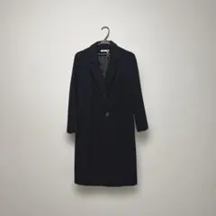 【美品】ウールチェスターコート　シンプル　ブラック　暖か