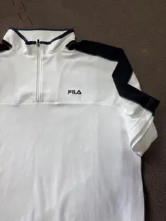 FILA ハーフジップシャツ メンズ ホワイト/ブラックポロシャツサイズXL