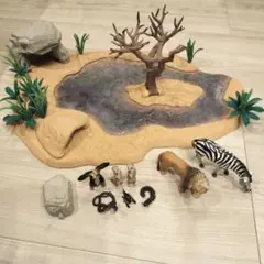 Schleich シュライヒ 動物達の水飲み場セット サバンナの川 拡張パーツ
