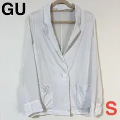 GU シースルースリーブ ジャケット ホワイト S スーツ ビジネス 羽織 長袖のサムネイル