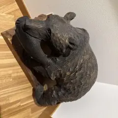 木彫り熊】壁掛け 熊の頭部 ヴィンテージ 民芸品 北海道彫刻 - メルカリ