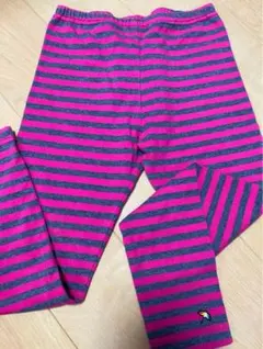 110サイズ ピンクとグレー ストライプ レギンス