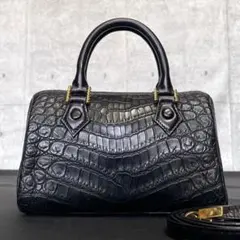 美品 KWANPEN BLACK ポロサス クロコダイル 2WAY ハンドバッグ - メルカリ