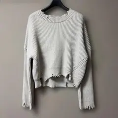 JEANASIS ジーナシス ダメージ ニット グレーのサムネイル