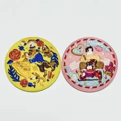 ディズニー　Disney　刺繍缶バッジ　美女と野獣　シュガーラッシュ