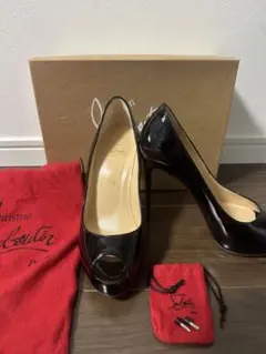 Christian Louboutin 黒 オープントゥ ハイヒール37