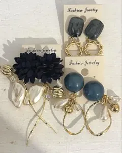 3点セット　694 ハンドメイド　樹脂　金属　ピアス　イヤリング　まとめ売り