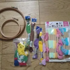 刺繍糸と木製刺繍枠セット