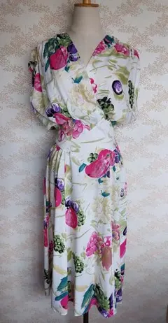 ワンピース 古着 vintage ヴィンテージ ぶどう フルーツ柄 ワンピ