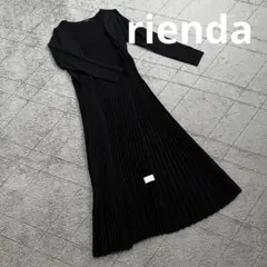 【美品】rienda ブラック プリーツ 長袖ロングカーディガン