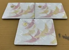 【伝統工芸】七宝焼 銘々皿 3枚セット 鶴 菊の御紋 金銀彩 菓子皿