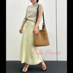 【新品未使用タグ付】Mila Owen 花柄サテンバイアスロングスカート