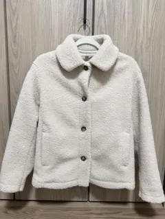 ユニクロ　アイボリー ボアジャケット ボタン付き S サイズ