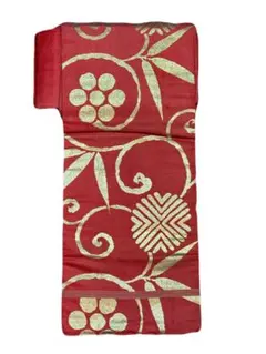 207 デカ唐草模様帯　くりんくりん　アンティーク　名古屋帯　袋帯　半幅帯　特価