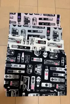 化粧品イラストプリント綿生地