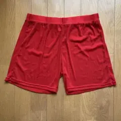 【WOXUAN】メンズ　ラメ入り短パン　Sサイズ　レッド　スケスケ　美品
