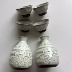 陶器製 花模様 お猪口と酒器セット