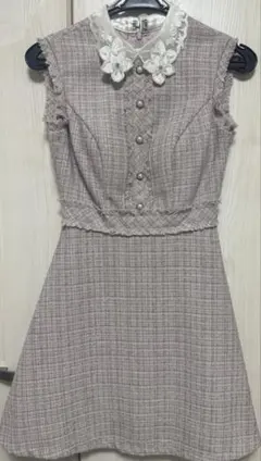 ローブドフルール　ツイードミニドレス　ピンク