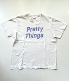 カフェ「pretty things」オリジナルロゴTシャツ白×ラベンダーパープル