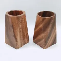 木製 ペン立て 2個セット 鉛筆立て ペンスタンド 無垢材 継ぎ目なし 2種類
