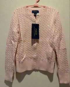【新品】Polo Ralph Lauren ピンク ケーブルカーディガン 120