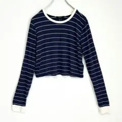 forever21 長袖カットソー　ボーダー ネイビー M