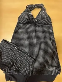 ドット柄 ホルターネック セパレート水着 ブラック