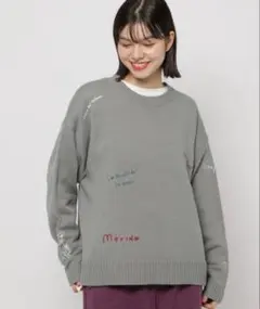 ニコアンド　niko and モチーフ&レタリングニットプルオーバー ニット