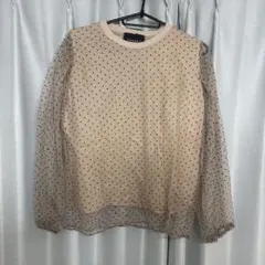 REJILE ドット柄 シースルー袖 トップス