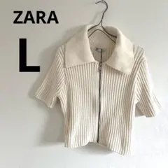 yu様依頼品【タグ付き未使用】 ZARA 半袖ニットジップ付きトップス