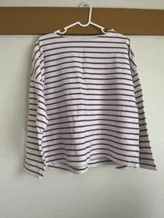 AMERICAN HOLIC 長袖Tシャツ L 白/紫ストライプ