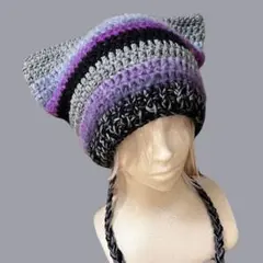 ハンドメイド猫耳ニット帽 グランジ Y2K 森ガール サブカル