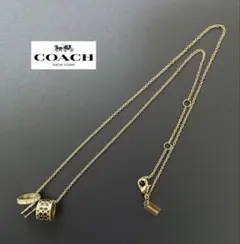 COACH　シグネチャーネックレス　ゴールドブラック　エナメル　ラインストーン