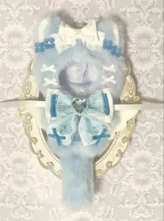 【K-127②】きぐるみ ぬい服 10cm 白 水色 紫 羽 ネコ