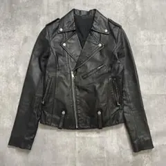 ダブル ライダース ジャケット ショート丈 黒 古着 double RIDERS