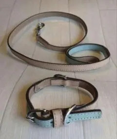 牛革犬用リード単品、ミント×ベージュ切替デザイン