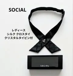 SOCIAL レディース シルククロスタイ クリスタルタイピン付 未使用品
