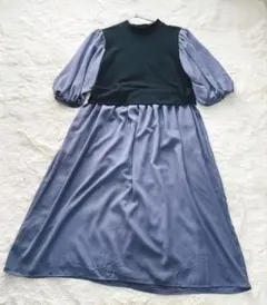 ドッキングワンピース　薄手　黒　青　Mサイズ