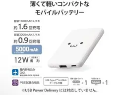 エレコム モバイルバッテリー 5000mAh 12W コンパクト 薄型 軽量